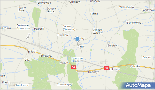 mapa Cegły, Cegły na mapie Targeo